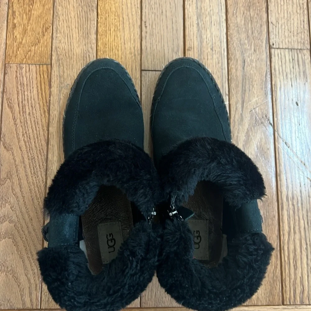 UGG Women's Black Fur-Lined Ankle Boots